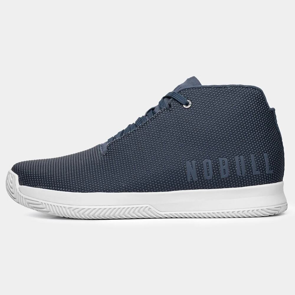 New Nobull Mid Top Court Trainer Navy Blue White Sole Women 7
